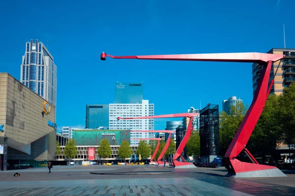 stock image ROTTERDAM, THE NETHERLANDS - MAY 11, 2017: Schouwburgplein Theatre Square - plaza in Rotterdam - an urban stage and an interactive open space designed by West 8, the landscape architecture firm