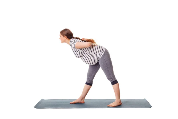 Ejercicio Yoga Durante Embarazo Mujer Embarazada Haciendo Yoga Asana Parsvottanasana —  Fotos de Stock