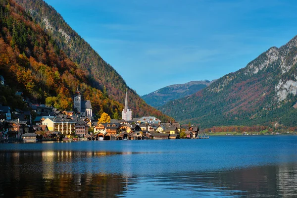 오스트리아의 목적지인 할슈타트 Hallstatt Village 오스트리아 알프스에 호수이다 오스트리아 Salzkammergut — 스톡 사진