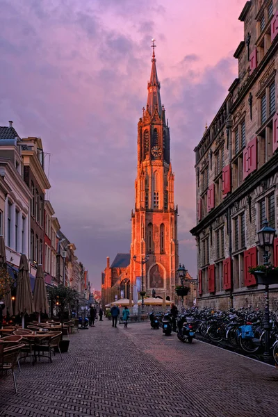 Delft Hollanda Mayıs 2017 Delft Market Meydanı Ndaki Nieuwe Kerk — Stok fotoğraf