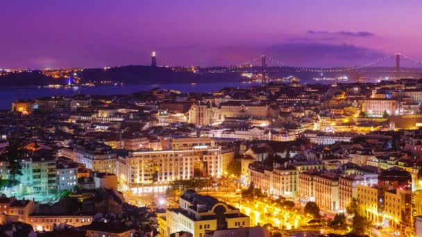 Zeitraffer Von Lissabon Berühmter Blick Vom Aussichtspunkt Miradouro Senhora Monte — Stockvideo