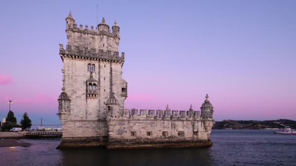 Menara Belem Atau Menara Vincent Markah Tanah Wisata Terkenal Lisboa — Stok Video