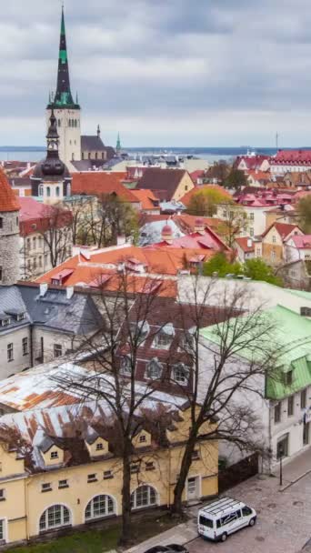 Timlapse Vista Aerea Della Città Vecchia Medievale Tallinn Giorno Con — Video Stock