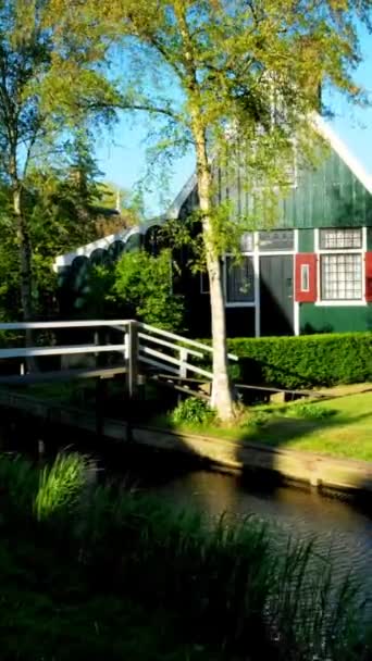 Традиційні Столітньому Заміському Будинку Ферми Музей Село Зансе Schans Нідерланди — стокове відео