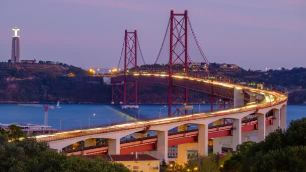 Time Lapse Της Λισαβόνας Άποψη Από Miradouro Bairro Alvito Τουριστική — Αρχείο Βίντεο