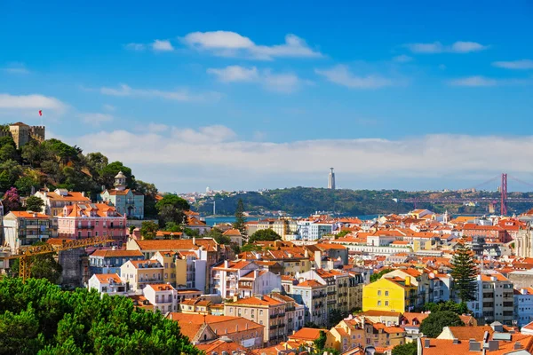 Lisabon Slavný Pohled Turistické Perspektivy Miradouro Dos Barros Nad Starou — Stock fotografie