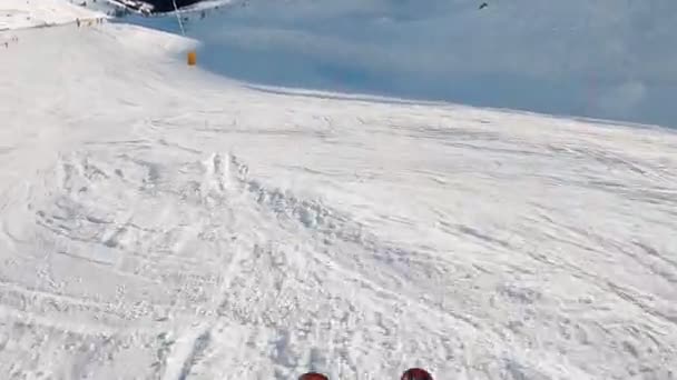 Погляд Від Першої Особи Fpv Від Першої Особи Alpine Skiing — стокове відео