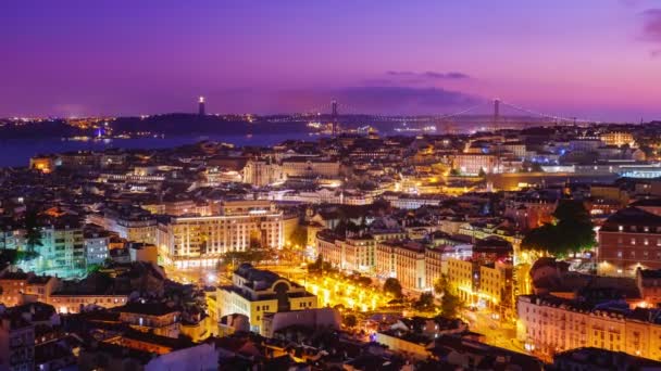 Zeitraffer Des Berühmten Ausblicks Von Lissabon Vom Aussichtspunkt Miradouro Senhora — Stockvideo