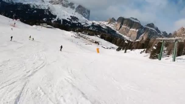 Ich Perspektive Fpv Ich Perspektive Pov Des Alpinen Skifahrens Den — Stockvideo