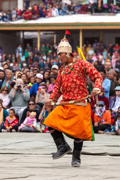 Leh Indie Września 2012 Tancerze Strojach Tybetańskiej Tradycyjnych Ladakhi Wykonać — Zdjęcie stockowe