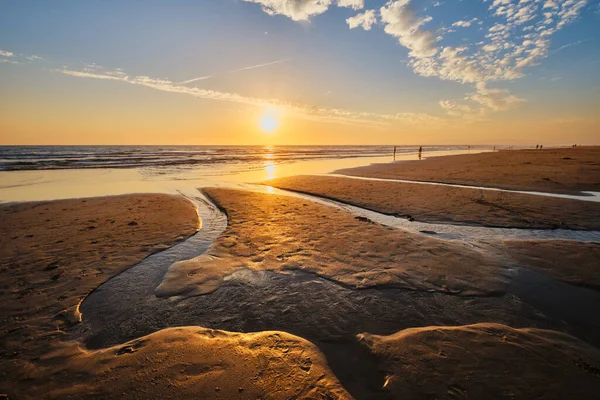 Atlantic Ocean Sunset Surging Waves Fonte Telha Beach Costa Caparica — Stock Photo, Image