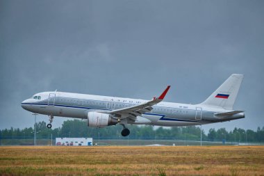 MINSK, BELARUS - 15 Haziran 2018: Aeroflot - Rus Havayolları Airlines Airbus A320-200 sefer sayılı uçak Minsk havaalanına indi