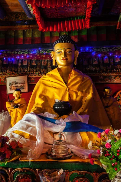 Spituk India Septebmer 2012 Buddha Sakyamuni Statue Spituk Gompa Tibetan — Stock Photo, Image