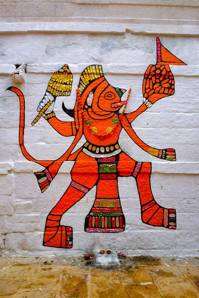 Jaisalmer India Novembre 2019 Hanuman Immagine Indiana Indù Dipinta Sul — Foto Stock
