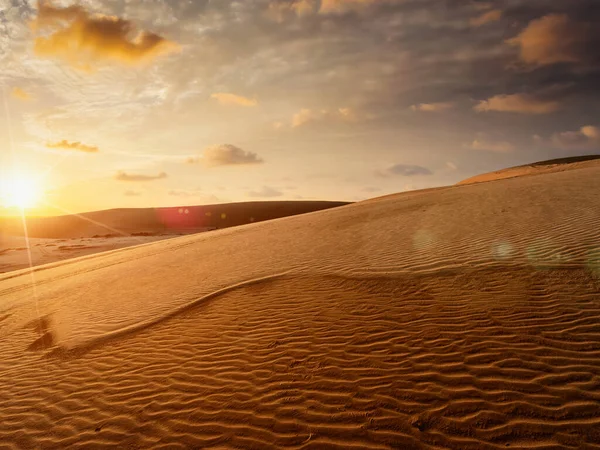 Dunes Sable Blanc Lever Soleil Avec Soleil Mui Vietnam — Photo