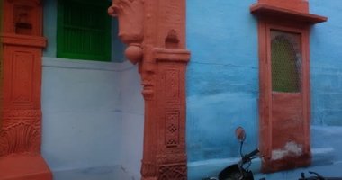 Ünlü Jodhpur the Blue City 'deki mavi boyalı ev. Jodhpur, Rajasthan, Hindistan.