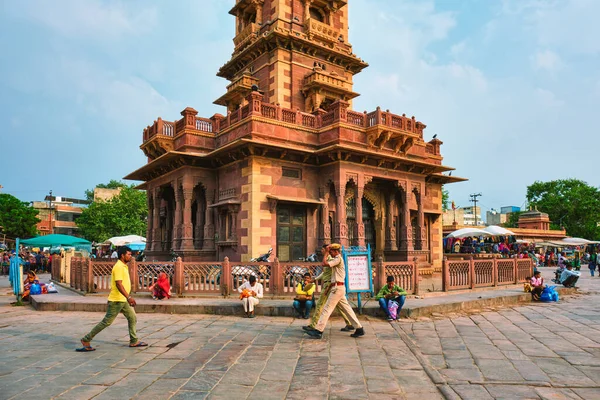 Jodhpur India November 2019 Traffic Indian Street Sadar Market Clock — Stock Photo, Image