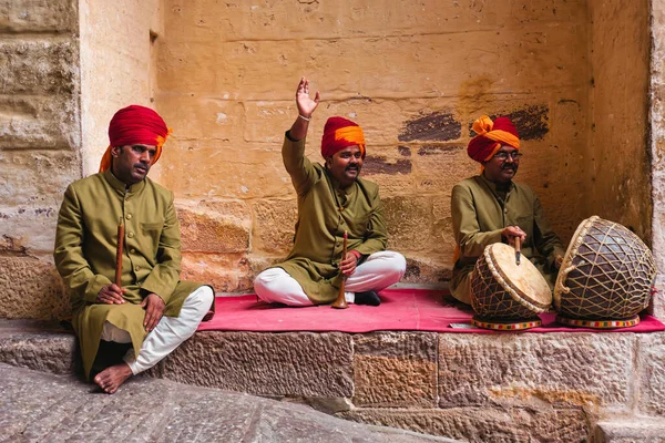 Jodhpur India November 2019 Musicians Playing Singing Traditional Rajasthani Songs — Stock Photo, Image