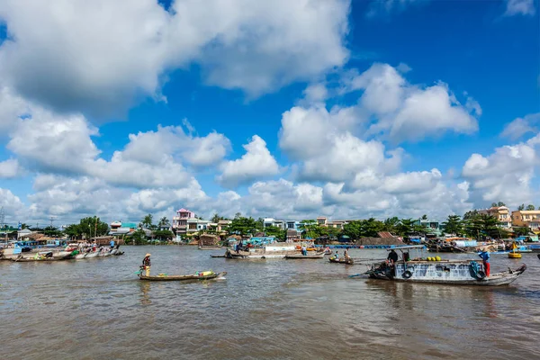 Can Tho Etnam Haziran 2011 Mekong Nehri Deltasındaki Yüzen Markette — Stok fotoğraf