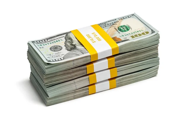 Concepto Creativo Financiación Empresarial Pila Paquetes Billetes 100 Dólares Estadounidenses —  Fotos de Stock