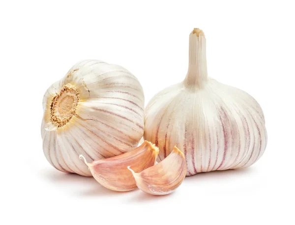 Two Garlic Bulbs Cloves Isolated White Background — Stock Photo, Image