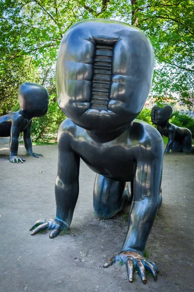 Prague Czech Republic April 2012 Bizarre Crawling Baby Sculpture David — Stock Photo, Image