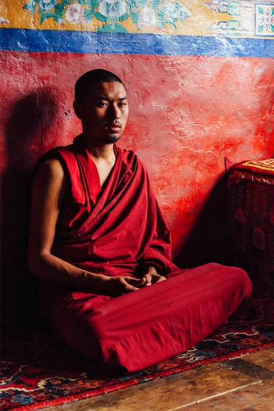 Diskit India Szeptember 2012 Tibeti Buddhista Szerzetes Diskit Gompa Diskit — Stock Fotó