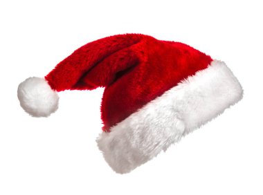 Noel Baba şapkası beyaz arka planda izole edilmiş.