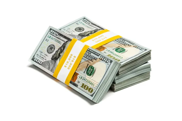 Concepto Creativo Financiación Empresarial Pila Paquetes Billetes 100 Dólares Estadounidenses —  Fotos de Stock
