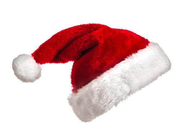 Santa Claus Hatt Isolerad Vit Bakgrund — Stockfoto