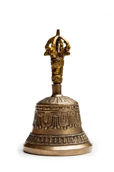 Tibetan Buddhist Ceremonial Religious Bell Isolated White — Stock Photo, Image