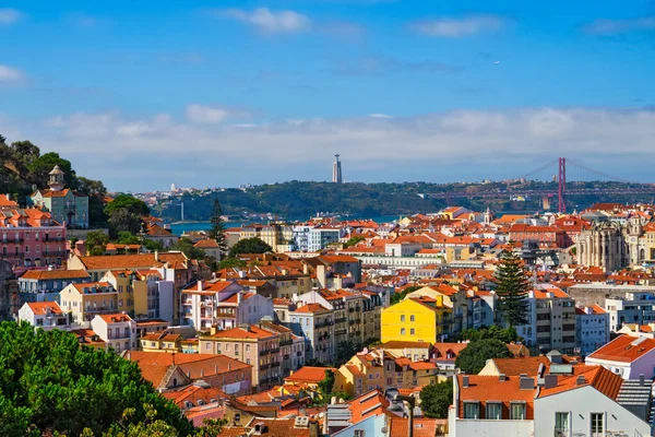 Lissabon Berömda Utsikt Från Miradouro Dos Barros Turist Utsiktspunkt Över — Stockfoto