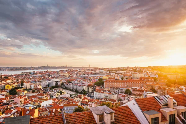 Utsikt Över Lissabons Berömda Utsikt Från Miradouro Senhora Monte Turist — Stockfoto