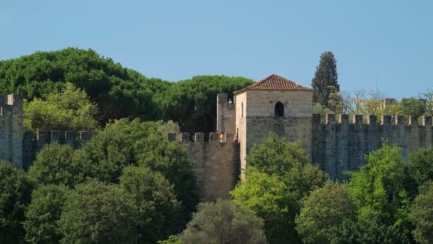 Κάστρο Του Αγίου Γεωργίου Castelo Sao Jorge Στη Λισαβόνα Της — Αρχείο Βίντεο