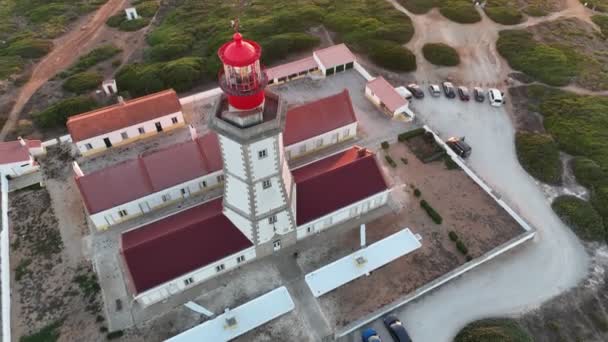 Vista Aérea Drones Del Faro Cabo Espichel Cabo Espichel Océano — Vídeos de Stock