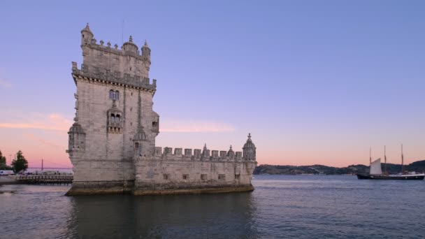 Torre Belém Torre São Vicente Famoso Marco Turístico Lisboa Atracção — Vídeo de Stock
