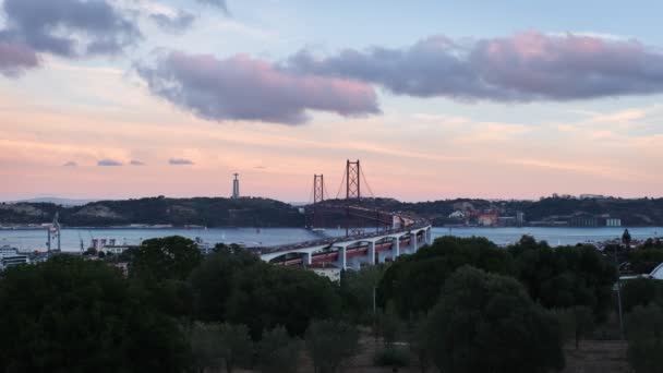 Utsikt Över Lissabon Från Miradouro Bairro Alvito Turist Utsiktsplats Med — Stockvideo