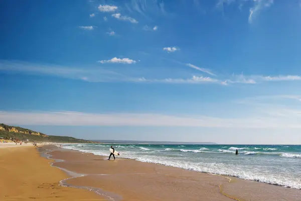 Sandy Atlantic Ocean Beach Fonte Telha Beach Costa Caparica Portugal — Stock Photo, Image