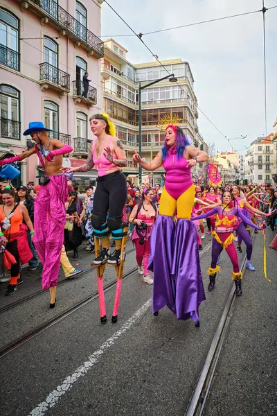 Lissabon Portugal Februari 2023 Carnavalsoptocht Straten Van Lissabon Door Artistiek — Stockfoto
