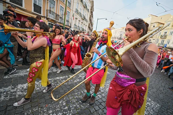 Lisboa Portugal Febrero 2023 Desfile Carnaval Las Calles Lisboa Por — Foto de Stock