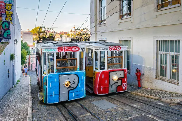 Lizbon Portekiz Eylül 2022 Gloria Funicular Ascensor Gloria Vitage Demiryolu — Stok fotoğraf