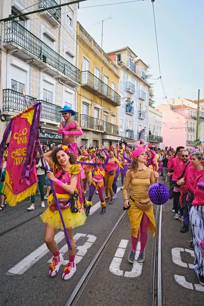 Lizbona Portugalia Lutego 2023 Parada Karnawałowa Ulicach Lizbony Kolektywem Artystycznym — Zdjęcie stockowe