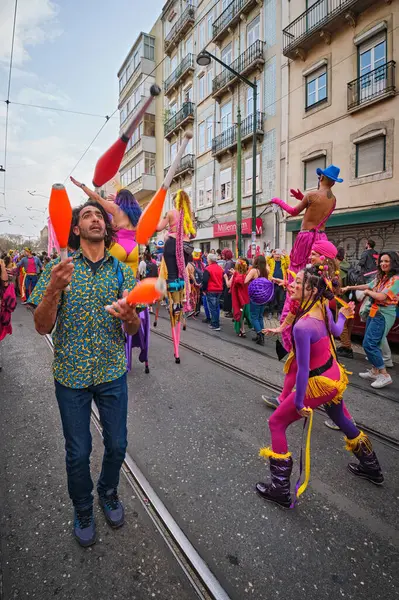 Lisbonne Portugal Février 2023 Défilé Carnaval Dans Les Rues Lisbonne — Photo