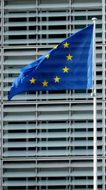 Flagi Przed Budynkiem Berlaymont Siedziba Komisji Europejskiej Brukseli — Wideo stockowe