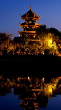 Wangjiang Pavyonu Wangjiang Kulesi Park Wangjianglou Parkı Jinjiang Nehri, Chengdu, Sichuan, Çin