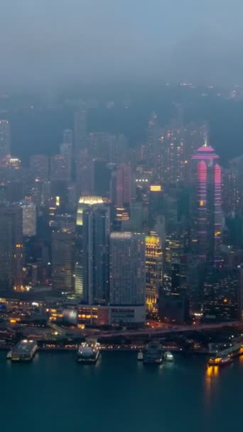Día Noche Timelapse Del Paisaje Urbano Iluminado Del Horizonte Hong — Vídeos de Stock