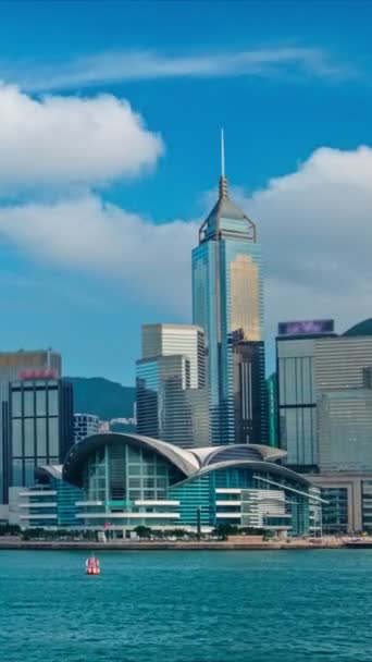 Timelapse Hong Kong Skyline Paesaggio Urbano Grattacieli Del Centro Sopra — Video Stock