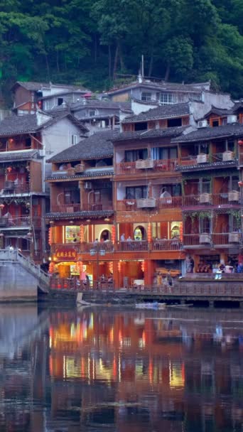 Destino Atração Turística Chinesa Feng Huang Ancient Town Phoenix Ponte — Vídeo de Stock