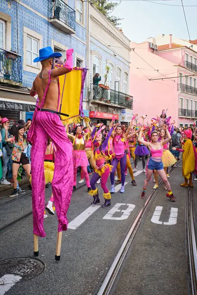 Lisbon Portugal February 2023 Carnival Parade Streets Lisbon Artistic Collective — Stock Photo, Image