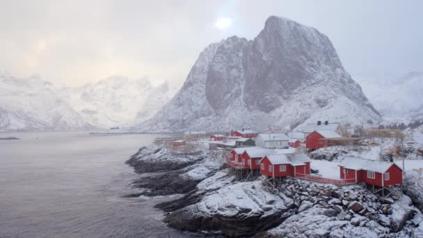 Famosa Aldeia Piscatória Tradicional Hamnoy Nas Ilhas Lofoten Noruega Com — Vídeo de Stock